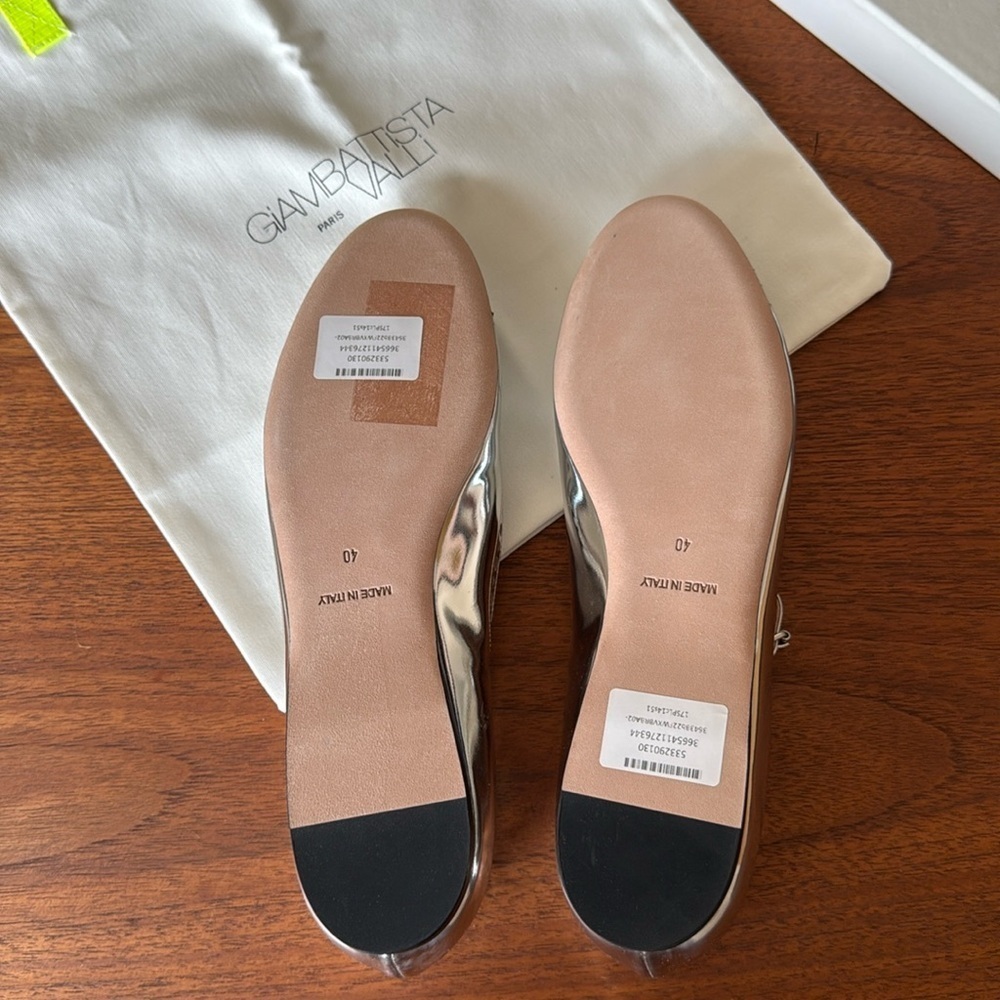 new Giambattista Valli Metallic Mary Jane Ballet Flats in Silver, size 9 - Picture 5 of 9